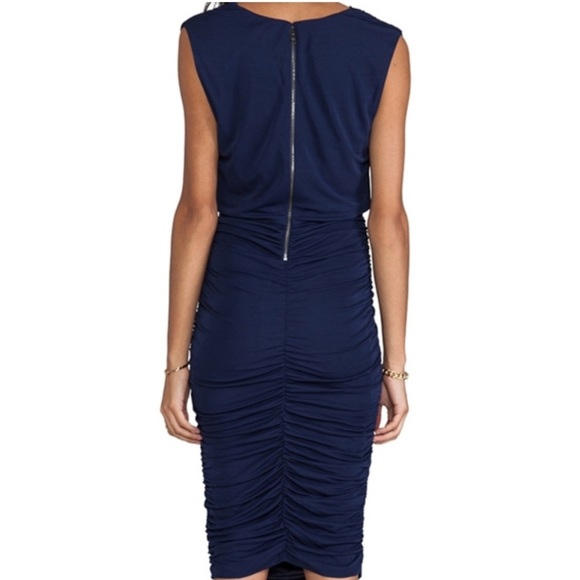 Alice + Olivia Brentan Blouson Ruched Skirt Dress‎ Navy Size Small - Picture 2 of 9